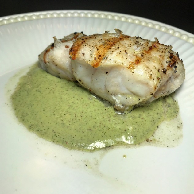 Grilled grouper with lemon parsley sauce