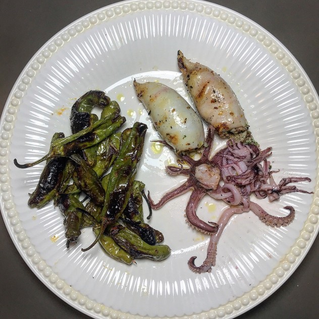 Easy Grilled Squid and Peppers
