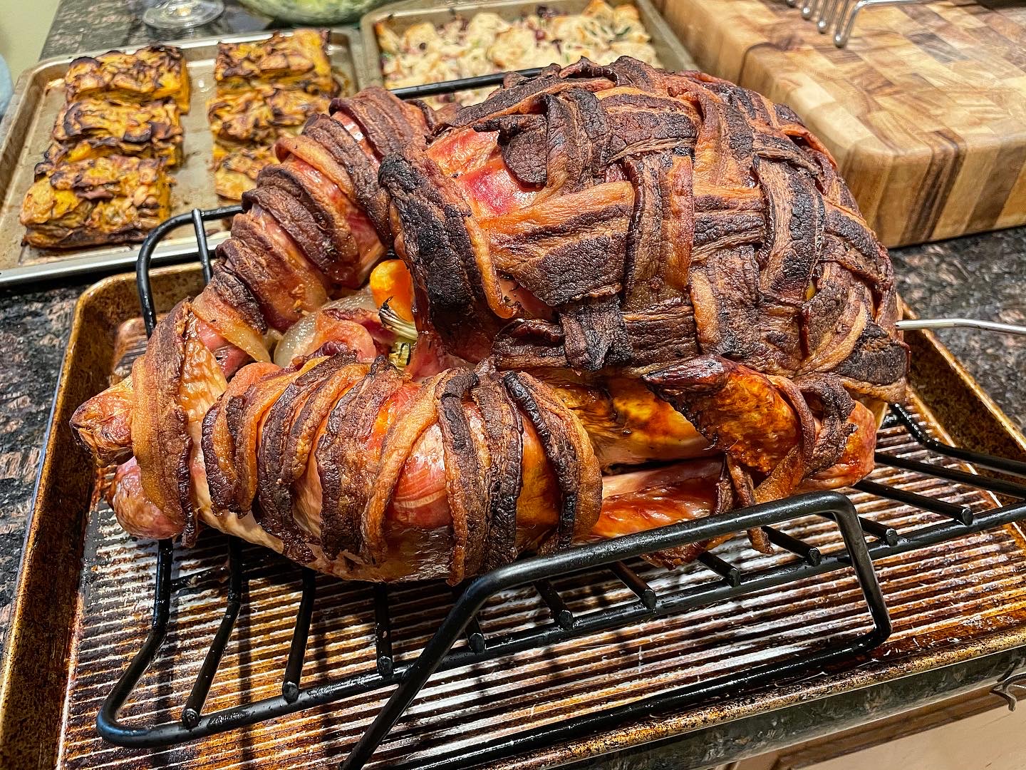 Bacon wrapped thanksgiving turkey