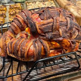 Bacon wrapped thanksgiving turkey