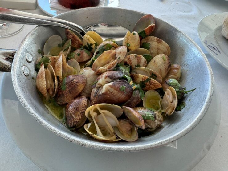 Bulhao Pato a Portuguese clam dish at Buzio in Praia das Macas near Sintra Portugal