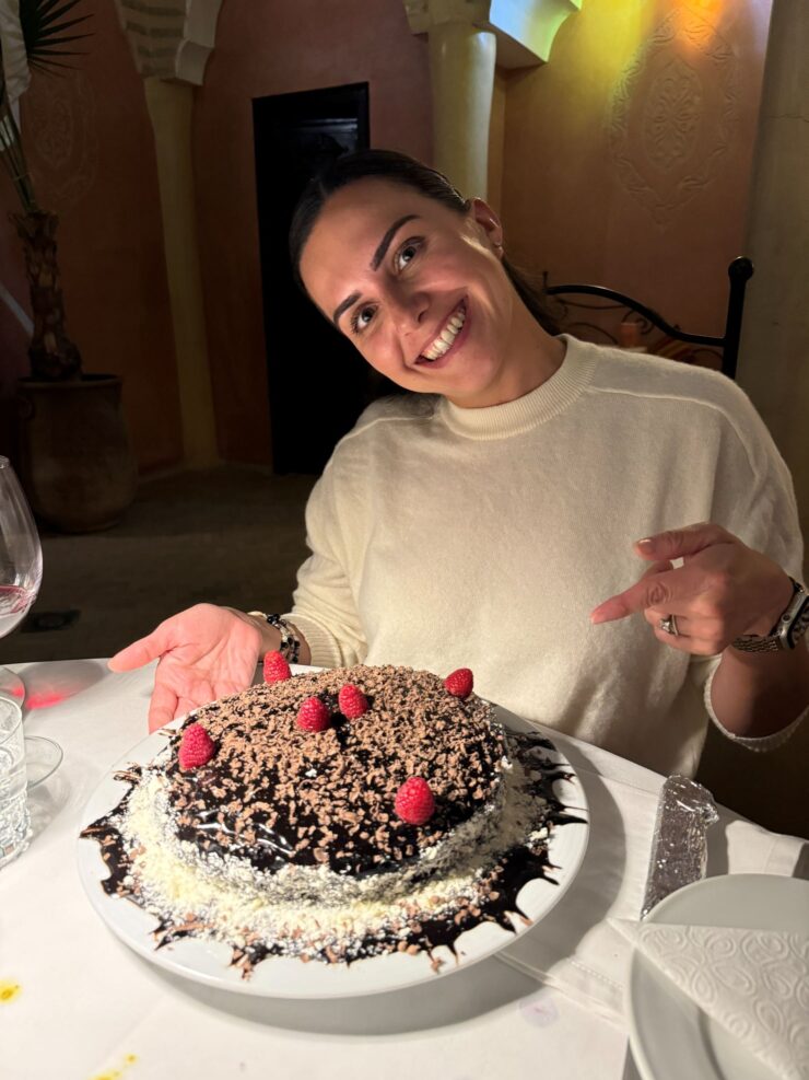 Special chocolate cake at Riad Itrane Marrakech Morocco