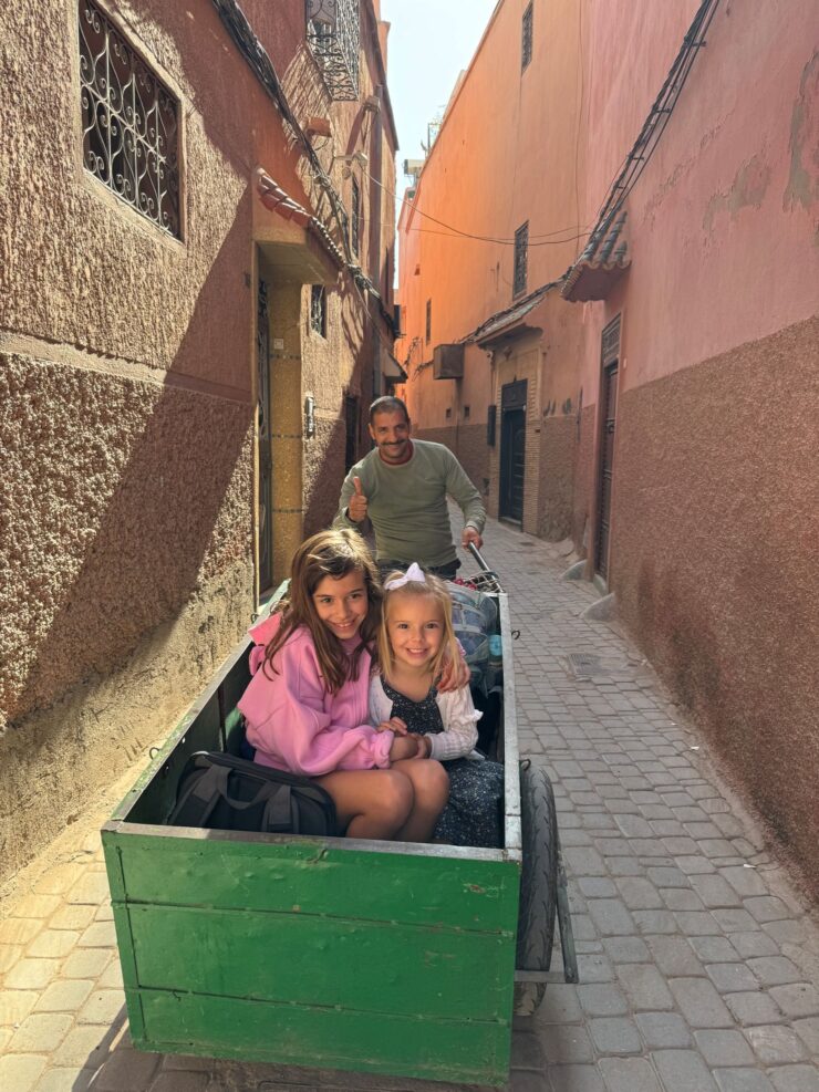 Porter helping us arrive at Riad Itrane Marrakech Morocco