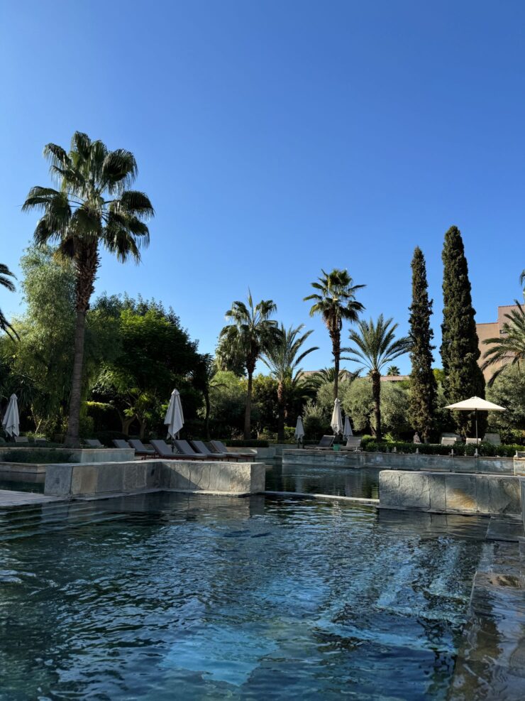 Relaxing poolside of the hotel room at Four Seasons Marrakech, Marrakech Morocco