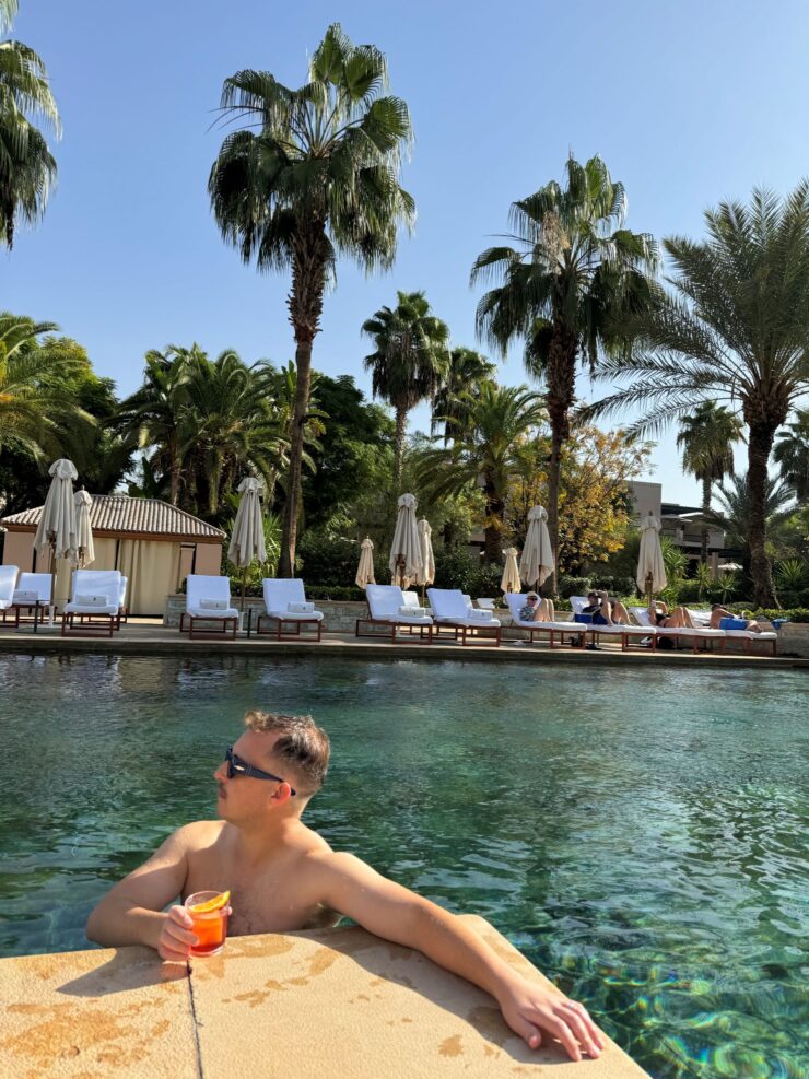 Relaxing poolside of the hotel room at Four Seasons Marrakech, Marrakech Morocco