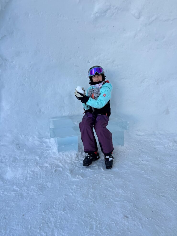 Zoey checking out the Igloo at the Iglu Bar Zermatt Switzerland