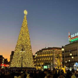 Christmas tree in puerta del sol in Madrid, Spain