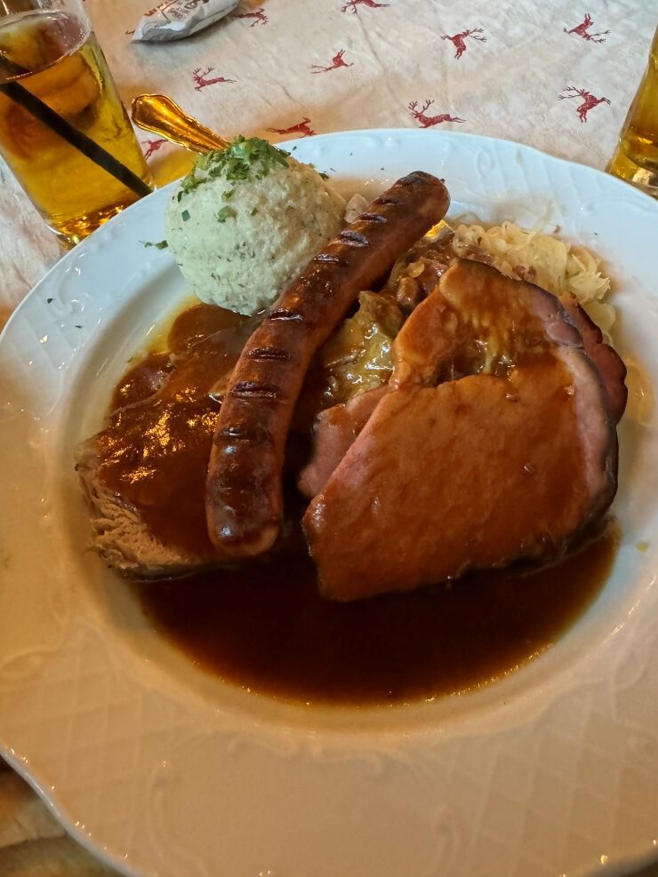 Delicious and hearty Austrian cuisine at Zipfer Bierhaus in Salzburg, Austria