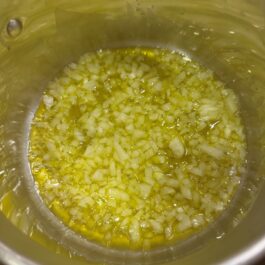 Onion in olive oil for Perfect Portuguese White Rice