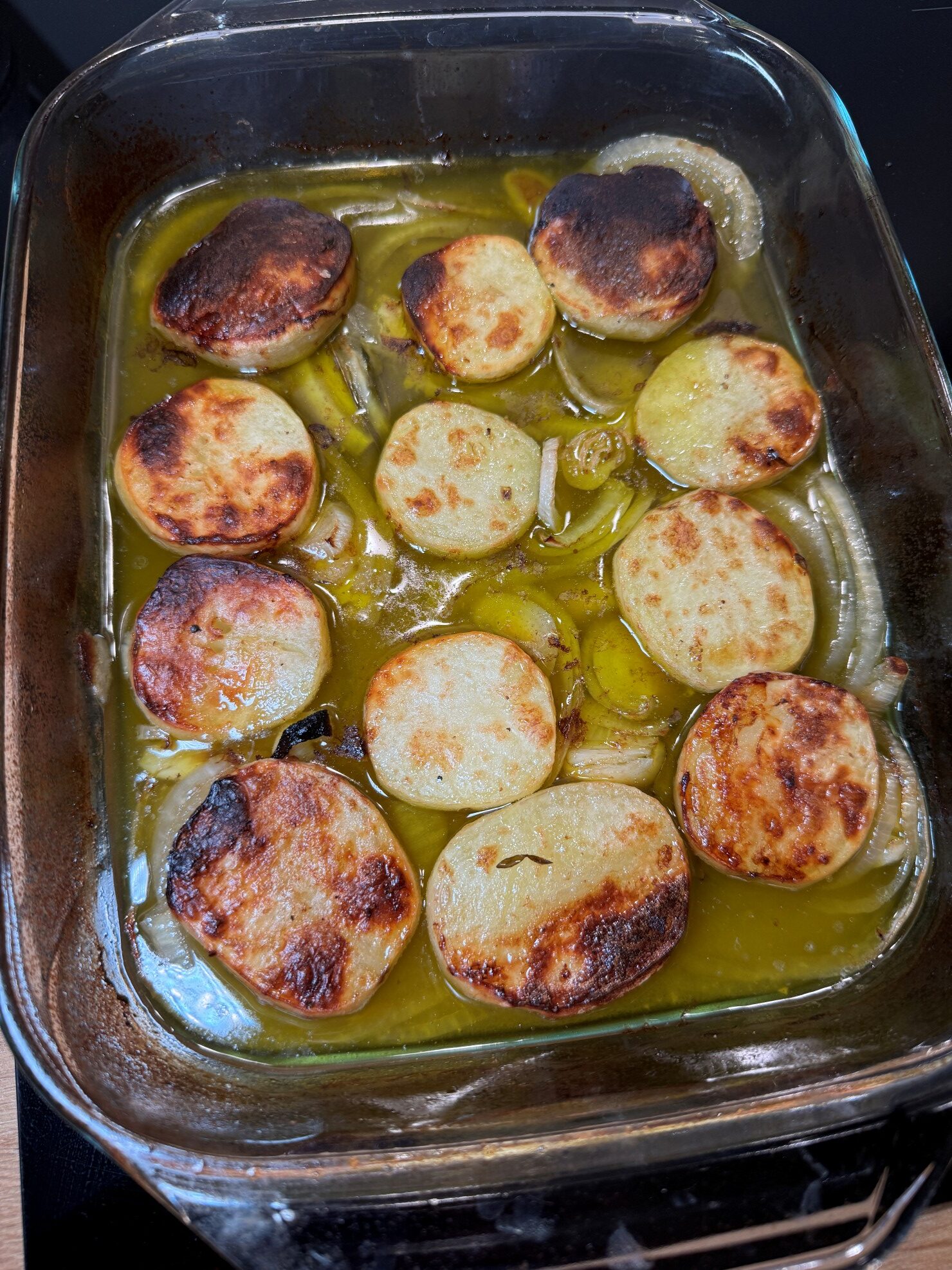 Garlic wine roasted potatoes a perfect side dish.