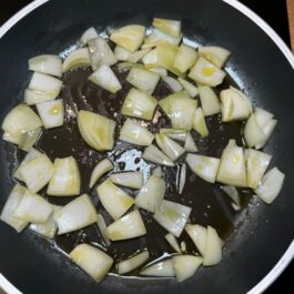 Starting the onion saute for Tortilla Espanola