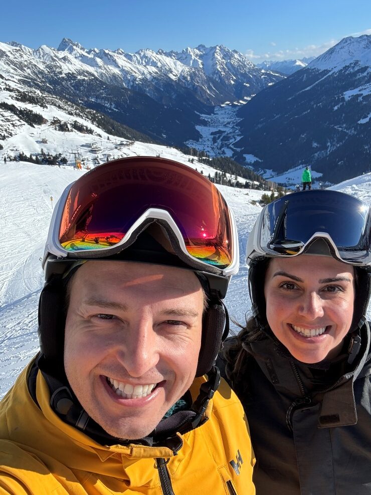 The view of the valley from the slopes of Kapall at St. Anton ski resort in Austria