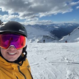 Looking out at the Austrian Alps from run 85 at St. Anton ski resort in Austria