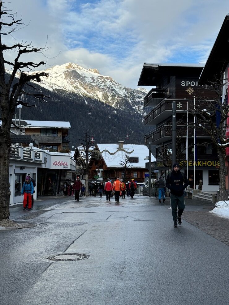 Strolling through the village of St. Anton in Austria