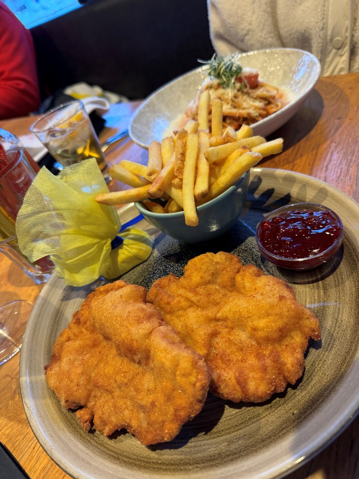 Veal schnitzel at Galzig Bistro Bar in St. Anton Austria