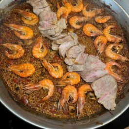 Authentic Paella: Shrimp and Pork "Secreto" Steak