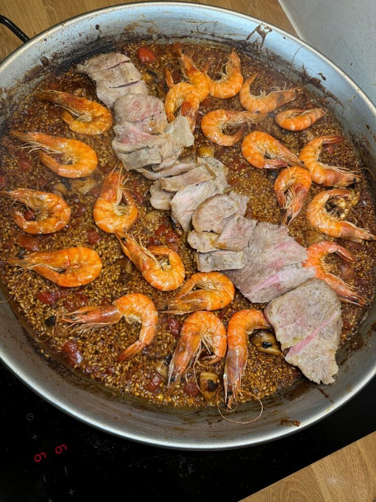 Authentic Paella: Shrimp and Pork "Secreto" Steak