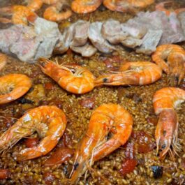 Authentic Paella with Shrimp and Pork "Secreto" Steak